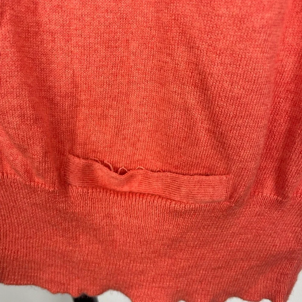 Eileen Fisher Coral Cotton Cashmere Shortβ Sleeve V-Neck Knit Cardigan Sweater - Picture 3 of 7